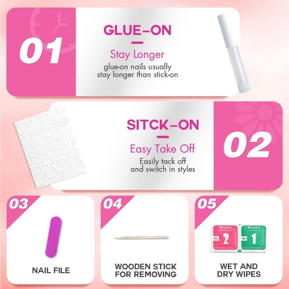 Glossy Press on Nails Long With Red Cherry Glitter Red With Nail Glue 24 PCS - Picture 4 of 5